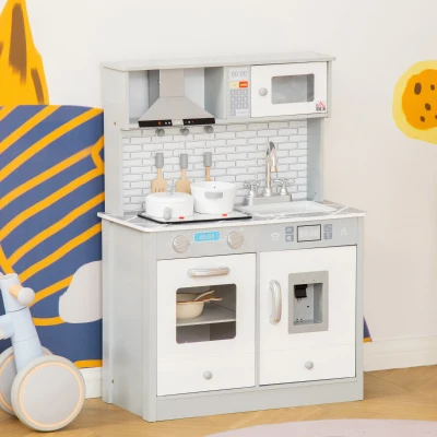 HOMCOM Childrens Toy Kitchen w/ Sound & Light Effect Battery Operated Cooktop for 3-6 Years Old