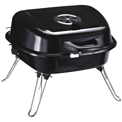 Outsunny Mini Barbecue da Viaggio con Coperchio e Gambe Pieghevoli