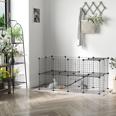 PawHut Ren kleine huisdieren box metalen rooster vele vormen zwart metaal