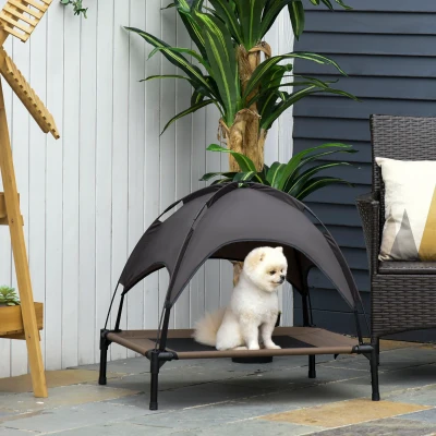 Huisdierenbed met luifel verhoogd hondenbed hondenligbed ademend taft-stof