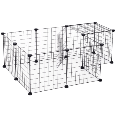 Kojec klatka dla małych zwierząt metalowa kratka wybieg dowolny kształt czarny 106 x 73 x 36 cm PawHut®