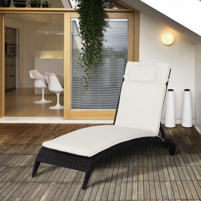 Outsunny Ligbed met hoofdkussen loungebed ligbank katoenvezel polyester