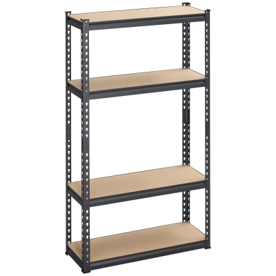 HOMCOM Scaffalatura Industriale a 4 Livelli in MDF e Acciaio con Ripiani Aperti e Regolabili, 81.3x30x152.4 cm