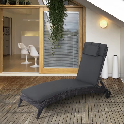 Ligbed met hoofdkussen loungebed ligbank katoenvezel polyester
