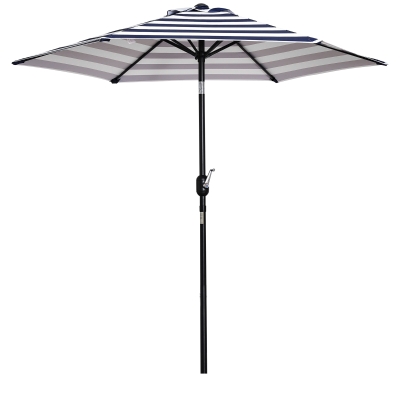 Parasol ogrodowy na zewnątrz park balkon rama stal niebieskie paski