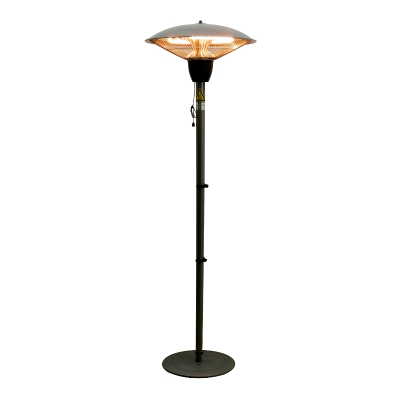 Outsunny Parasol chauffant infrarouge 9 m² et IP44 dim. Ø 44 x 195 cm chauffage radiant sur pied 1500 W métal gris