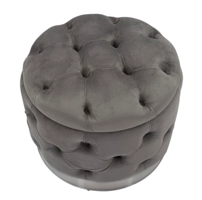 Pouf Contenitore Rich Grigio cm Ø 55X42