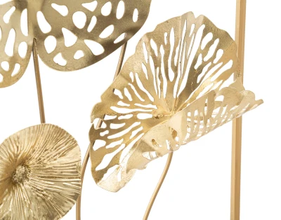 Pannello In Ferro Gold Flowers cm 50X5X50