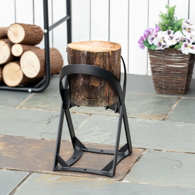 Outsunny Manual Wood Splitter made of Carbon Steel Firewood Splitter, Quick Firewood Splitting Tool Easy to Use for Camping Outdoor Black 24.4 x 20.8 x 37.4 cm