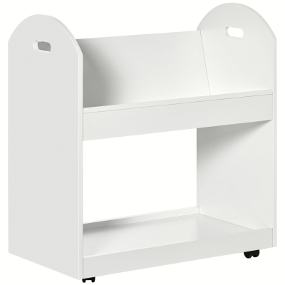 HOMCOM Estante de Livros com Rodas Estante com 2 Prateleiras de Armazenamento e 2 Alças Estilo Moderno 71x40x78cm Branco