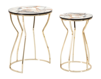 Tavolinetti Abstract Top -B- Coppia cm Ø 37X51-25X46