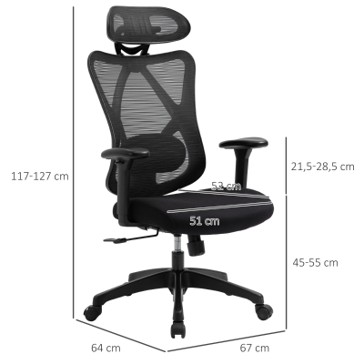 Sihoo - Silla de oficina ergonómica, silla de escritorio con respaldo alto,  reposacabezas ajustable con reposabrazos 2D, soporte lumbar y ruedas de