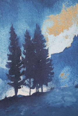 Stampa Dipinta Mountain Tree cm 80X3X120
