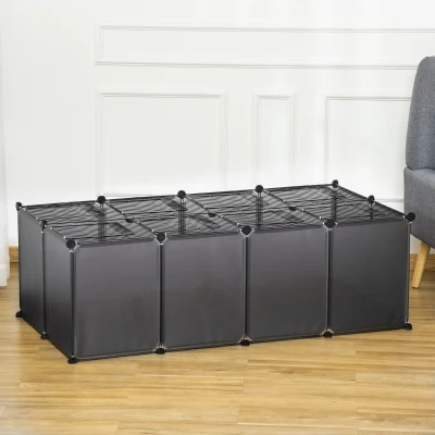 PawHut 28 Panels Pet Playpen, DIY Guinea Pigs Cage, Small Animal Cage for Rabbit, Chinchilla with Door Bottom, Grey