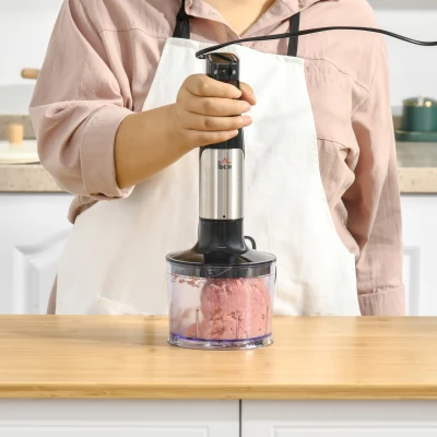 HOMCOM Hand Blender Currys 1000W, 4 In 1 with Measuring Cup, Egg Whisk, Chopper Bowl, Blender for Smoothies