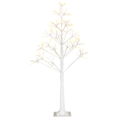 HOMCOM Árvore de Bétula Altura 120cm com 168 Luzes LED IP44 Branco Quente Ramos Árvore de Decoração 18x18x120cm Branco