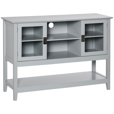 HOMCOM Sideboard mit 2 Vitrinentüren 2 Regale Glas Grau