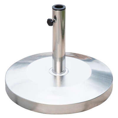 Outsunny Base de Sombrilla tipo Soporte de Pie para Parasol - Color Plateado - Acero Inoxidable - Φ48 x 36 cm