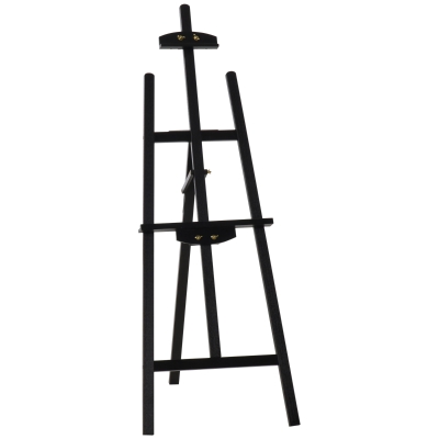 HOMCOM Caballete Pintura de Madera Caballete de Dibujo Estudio Inclinable 90° con Soporte Trípode y Pincel 51,5x71,5x134,5 cm Negro