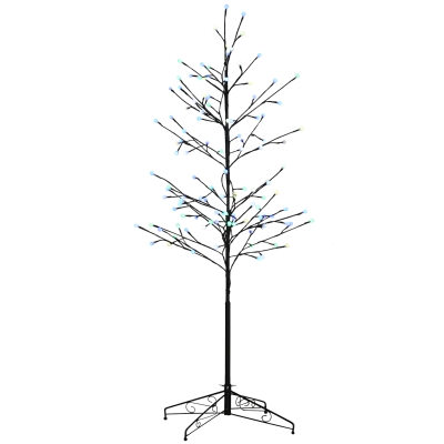HOMCOM Árvore Sintética com 120 Luzes LED IP44 Ajustável em 7 Modos Ramos Flexíveis Decoração de Natal 55x55x150cm Preto