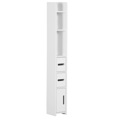 kleankin Coluna Casa de Banho com 3 Portas e 3 Prateleiras Abertas Coluna Auxiliar Estilo Moderno 15x17x120cm Branco