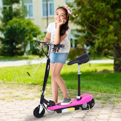 HOMCOM Foldable Electric Scooter 12V 120W with Brake Pink