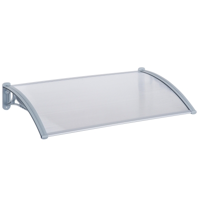 Outsunny Pensilina Tettoia in PVC Alveolare Resistente e Alluminio, 140x70x21cm