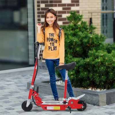 HOMCOM Foldable Electric Scooter 12V 120W for Teens Red