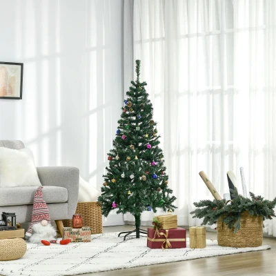 Brad de Craciun 150cm cu Globuri si Decoratiuni, verde