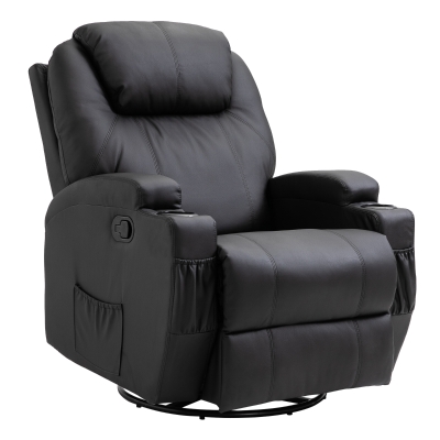 HOMCOM Massagesessel Elektrisch Relaxsessel Fernsehsessel Massagefunktion 5 Massage-Modi Liegefunktion Kunstleder Holz Metall Schaumstoff Schwarz 84 x 92 x 109 cm