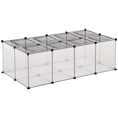 PawHut Recinto per Criceti e Roditori Modulabile con Accessori Montaggio, Resina e Acciaio, 140x70x45cm