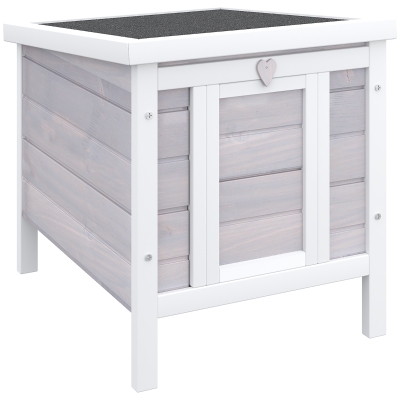 PawHut Gabbia per Conigli in Legno da Esterno con Tetto in Asfalto e Rampa Antiscivolo, 42x51x43cm, Grigia
