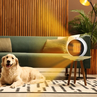 HOMCOM luchtverhitter elektrische kachel kachel kachel warmte 900W / 1500W PP kunststof wit + zwart 22 x 18.5 x 21 cm