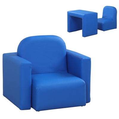 HOMCOM 2-in-1-Kindersofa Tisch und Stuhl Set multifunktionaler für Kinder Kindercouch Kindersessel Minisofa Minisessel Kinderzimmer für Kinder von 3 bis 9 Jahre Blau