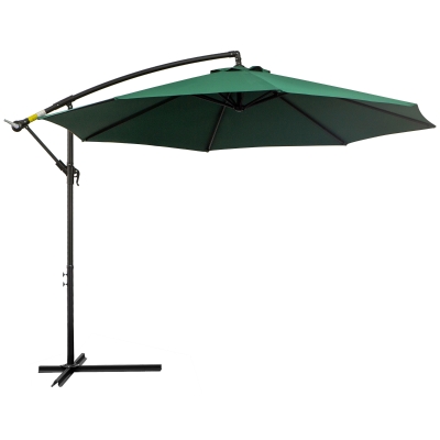Outsunny Sonnenschirm mit Handkurbel Wetterbeständig 3 m x 3 m x 2,5 m XXL Grün