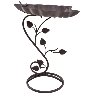 Outsunny Vogeltränke, Vogelbad in Lotosblatt-Form, Vogelbecken, Deko, Garten, Vogel, Metall, Bronze, 38,5 x 31 x 54 cm