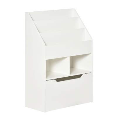 HOMCOM Kinderregal mit Schublade Standregal Bücherregal Dekoregal mit Fächer Weiß 60 x 29,9 x 90 cm