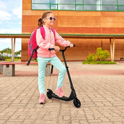 HOMCOM Electric Scooter, 120W Motor E-Scooter with Battery Display, Adjustable Height, Rear Brake for Ages 6+ Years - Black