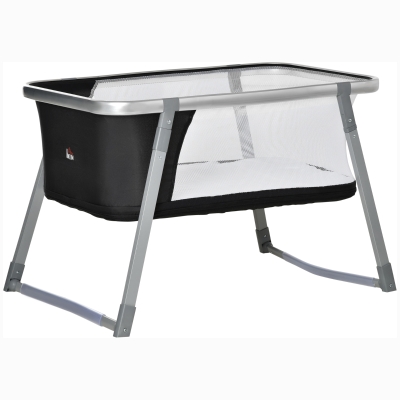 HOMCOM Babybett, Reisebett, Babywiege, Laufstall, klappbar, mit Matratze, Stahl, 99,5 x 60,4 x 65cm