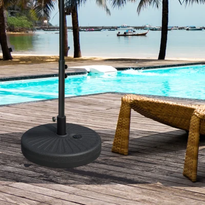 Outsunny Umbrella Base 22 kg Umbrella Stand for Sun Umbrella Umbrella Poles 38/48 mm Umbrella Base for Garden Terrace Balcony Cement Black Ø51 x 14.5H cm