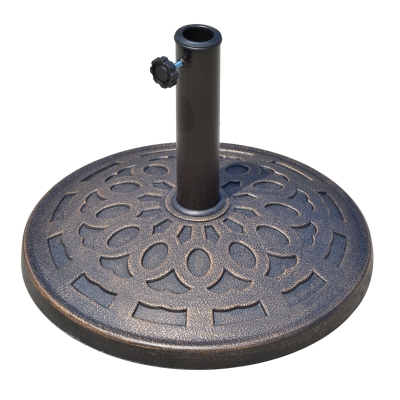 Outsunny Schirmständer Sonnenschirmfuß Sonnenschirmständer 14kg rund 38/48mm Harz Bronze Ø48,5 x H34cm