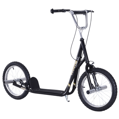 HOMCOM Kinderroller Scooter Tretroller Cityroller Kinder Roller Kickboard 16 Zoll Schwarz 143 x 58 x 92-100 cm