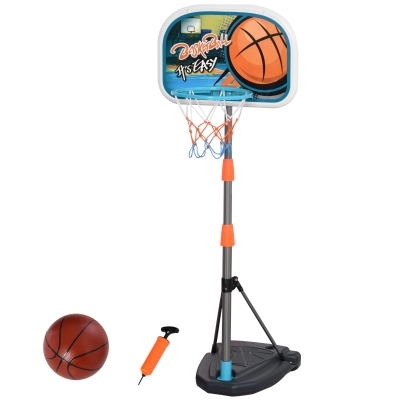 HOMCOM Kinder Basketballständer Basketballkorb einstellbare mit Ständer höhenverstellbar mit Ball & Pumpe Mehrfarbig 32 x 65 x 126-158 cm