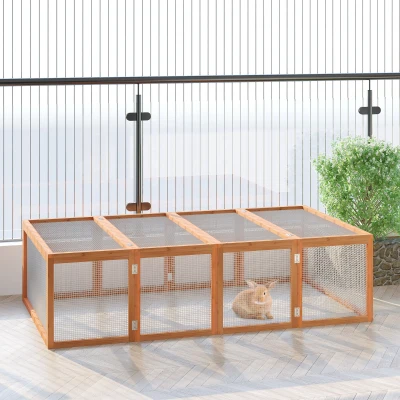 Pawhut Rabbit Hutch W/ Mesh Wire, 181Lx100Wx 48H cm-Wood