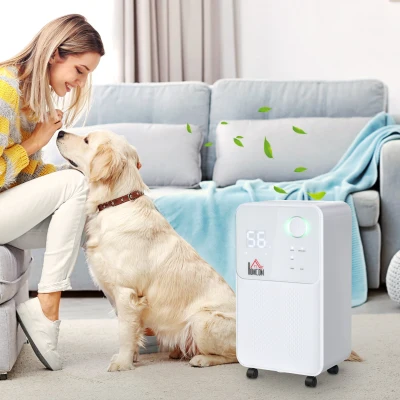 HOMCOM 12L/Day 2000ML Portable Quiet Dehumidifier for Home Laundry Room Bedroom Basement, Electric Moisture Air De-Humidifier with 4 Modes