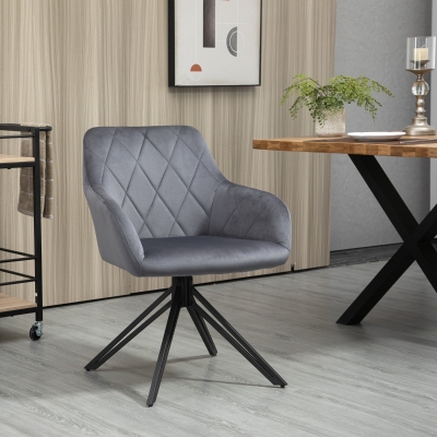Krzesło akcentujące HOMCOM w stylu retro aksamitny wygląd 58 cm x 60,5 cm x 77,5 cm stalowo-szary