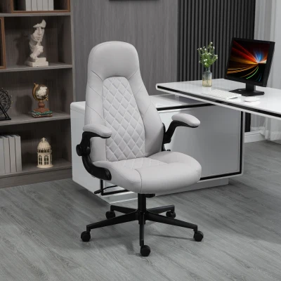 Scaun de birou din piele PU, reglabil, Gri