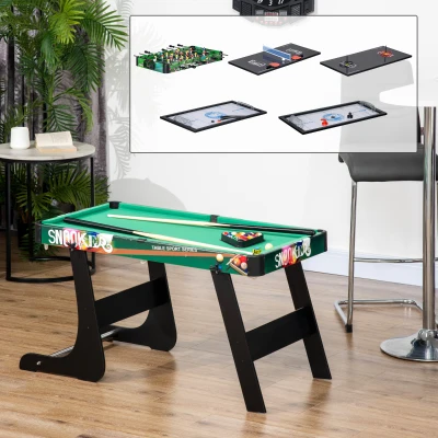 HOMCOM Mesa de Jogos 6 em 1 Dobrável Bilhar Matraquilho Ping Pong Lançamento de Anéis Hóquei no Gelo e Air Hóquei 118x104x71cm Multicor