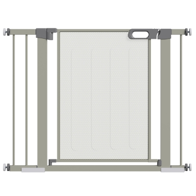 PawHut Barrière de sécurité pour animaux domestique avec fermeture automatique double verrouillage largeur 75-103 cm gris