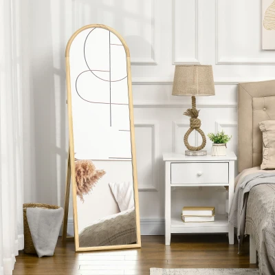 HOMCOM Espelho de Pé de Madeira Espelho de Corpo Inteiro com Suporte para Dormitório Camarim Estilo Moderno 150x46x43cm Madeira